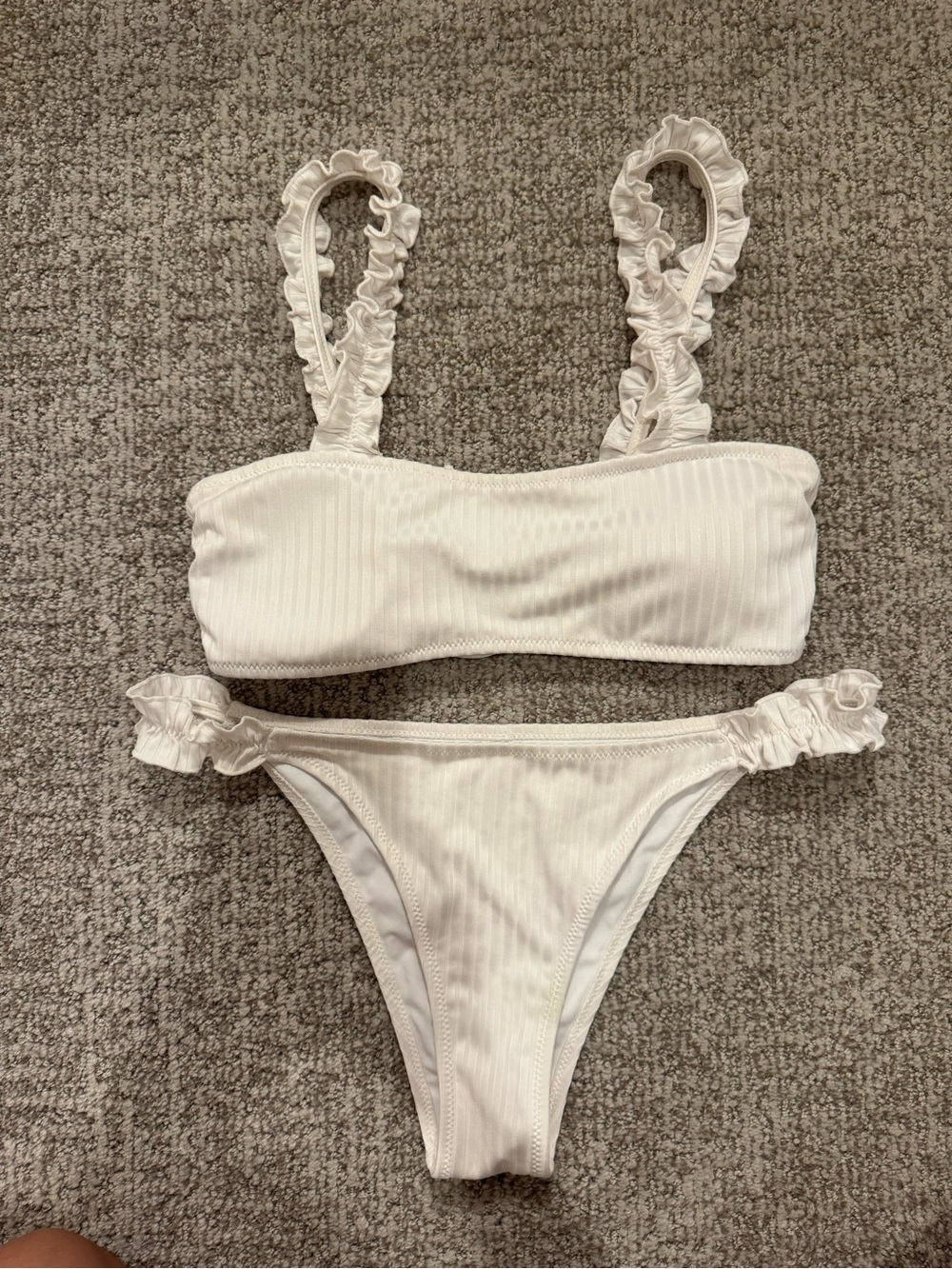 Cupshe White Ruffle Ribbed Bikini - Picture 2 of 4